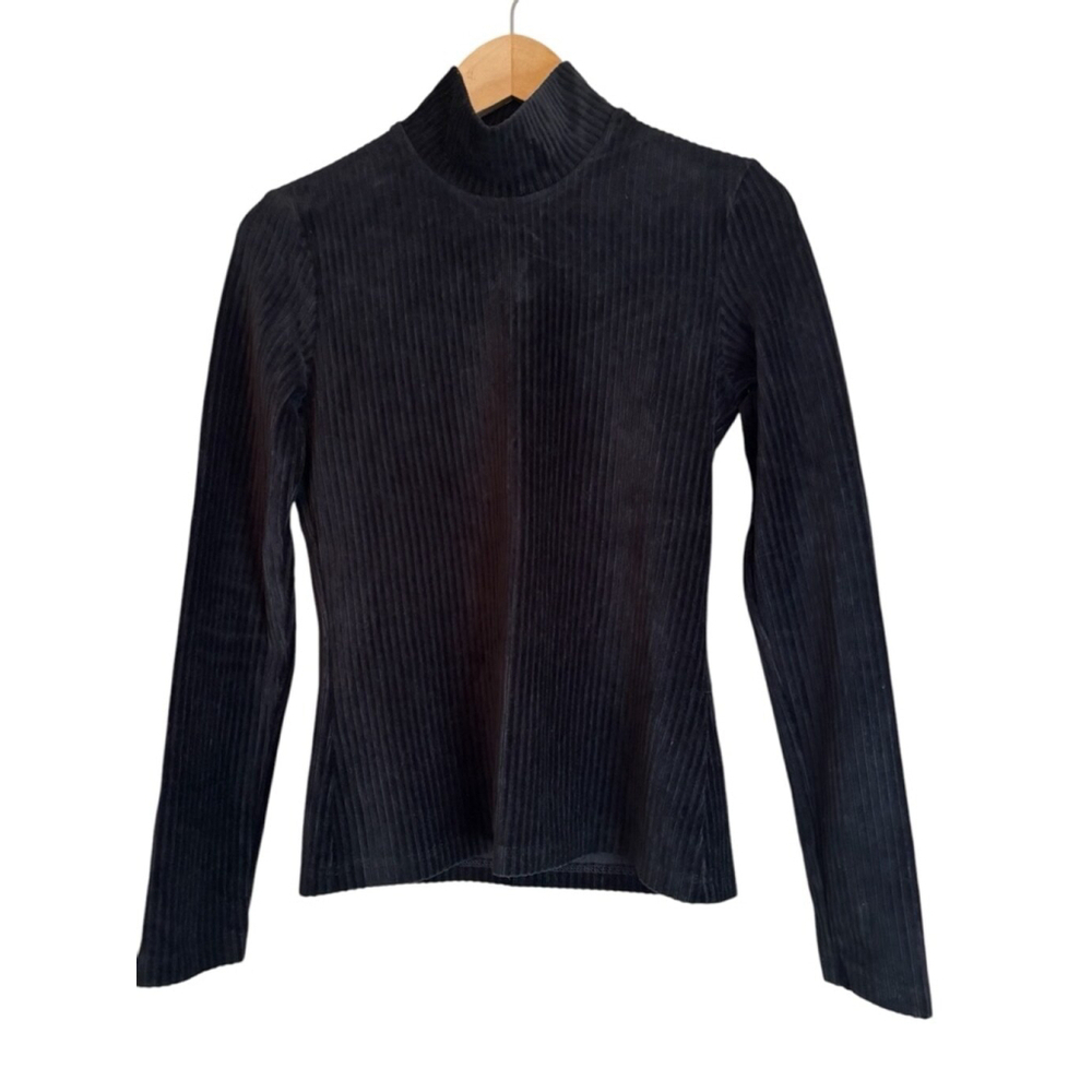 Escada Sport Black Ribbed Mock Neck Top Small